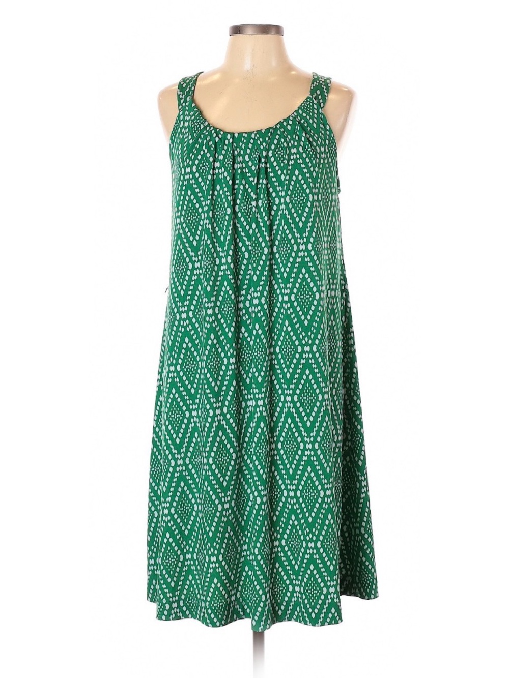 Banana Republic Factory Green Sleeveless Diamond-Print Sundress